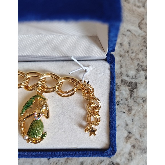 Danbury Mint Shirley Temple Charm Bracelet Womens 7.5 Gold Tone Enamel Boxed - Picture 7 of 9